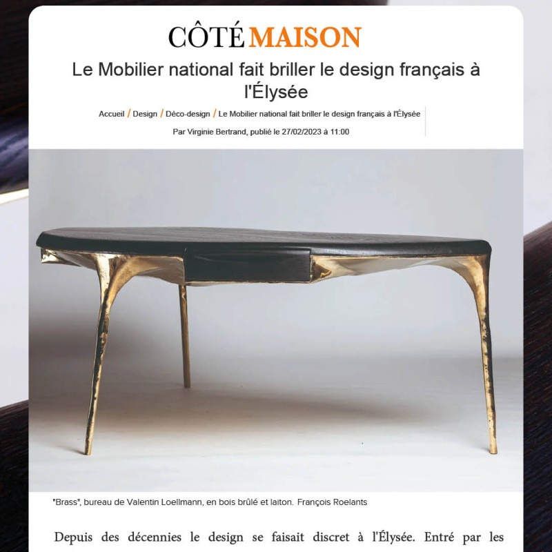 COTE MAISON - Le Mobilier National fait briller le design français à l'Elysée